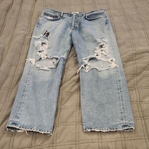 Agolde High Rise 90's Distressed Light Blue Jeans Size 32!